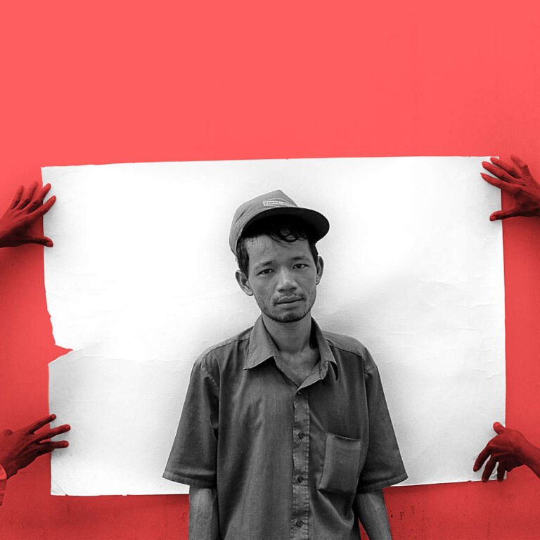 Photographic portrait – one of a series by Spiros Coutroubas documenting cyclo drivers in Saigon, Vietnam, 1997