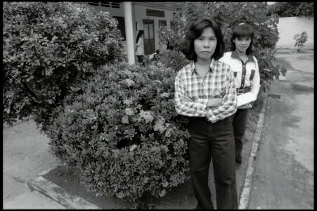 Photographic portrait by Spiros Coutroubas, Thu Duc District, Ho Chi Minh City, Vietnam, 1996 Vietnam 1996: portrait of two young women in Thu Duc District by Spiros Coutroubas - part of a series of documentary photographs of people and places in Vietnam in the 1990s